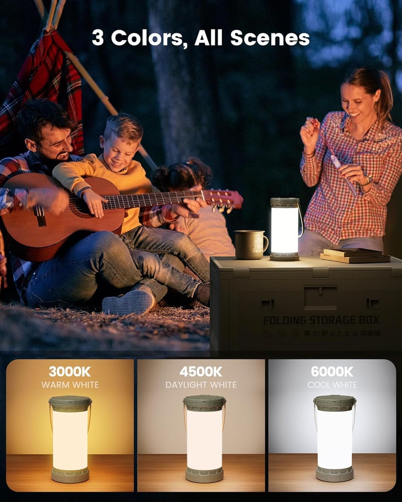 Glocusent 135 LED Ultra Bright Camping Lantern, Up to 200H, 5000mAh Camping Lights with 3 Colors & 5 Brightness, SOS, Max 1500LM, Rechargeable Lantern for Power Outages Camping Hiking Emergency - Image 4